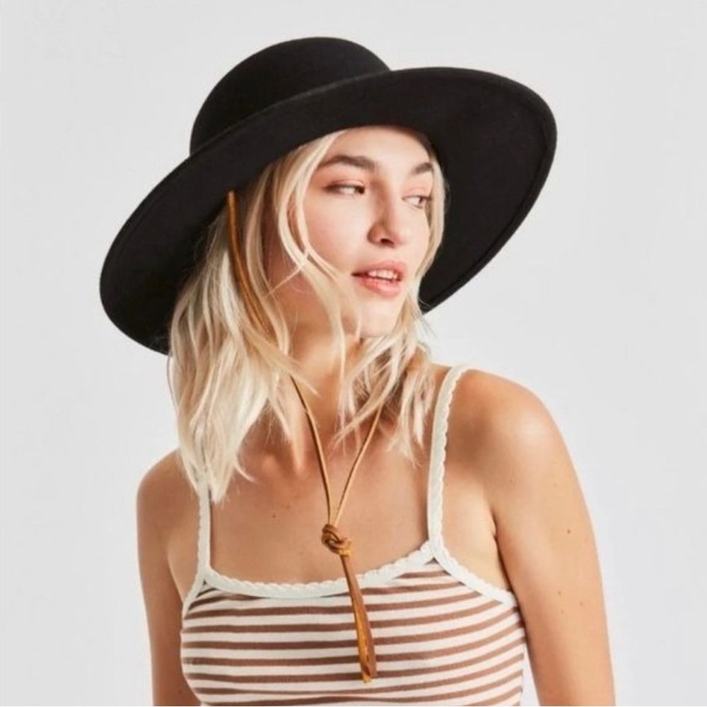 Brixton Black Wool Tiller lll Round Wide Brim Hat